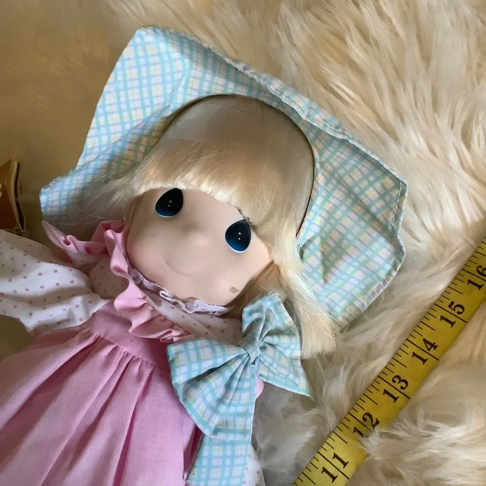 Vintage Precious Moments Soft Body‎ Doll Pink Dress Gingham Hat 16 inch PMC Inc